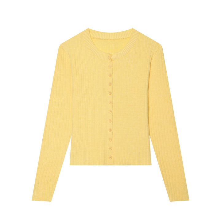 Damen Feinstrick‑Cardigan mit Rippstruktur und durchgehender Knopfleiste Echoarchiv