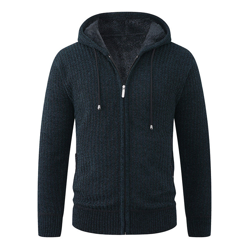 Herren Kapuzen-Strickjacke mit Teddyfutter und durchgehendem Reißverschluss Echo Archiv