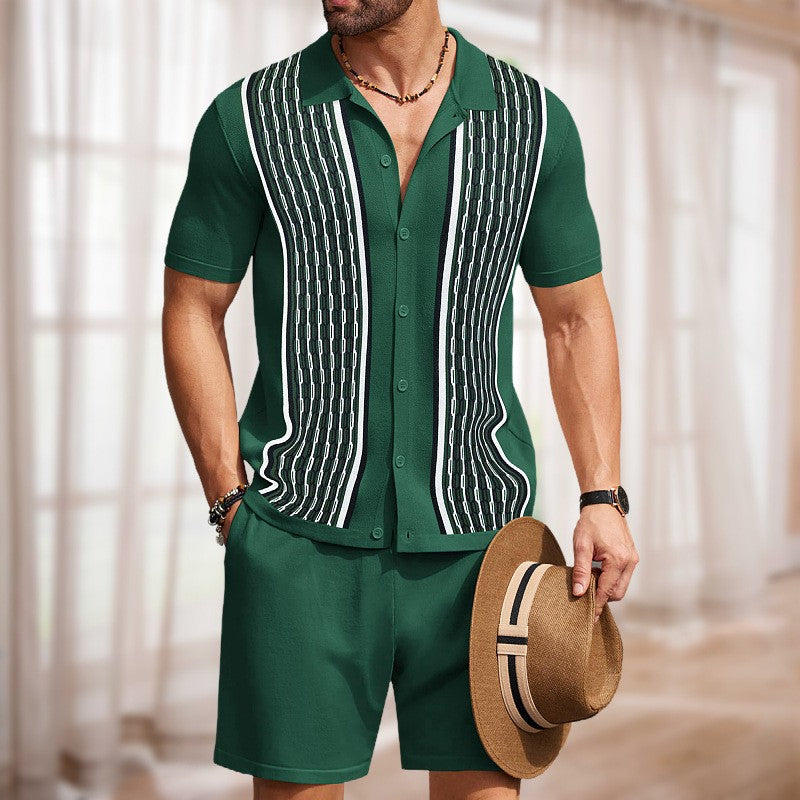 Herren Kurzarmhemd mit strukturiertem Design Echoarchiv