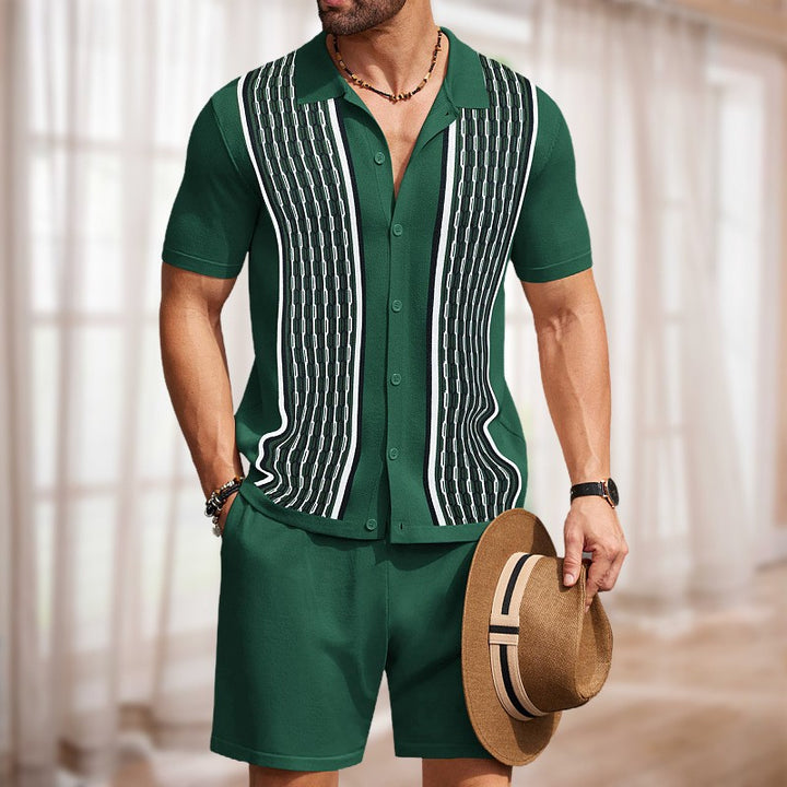 Herren Kurzarmhemd mit strukturiertem Design Echoarchiv