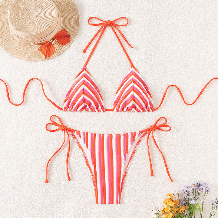 Damen Triangel-Bikini mit raffinierten Streifen und verspielten Schleifen Echo Archiv