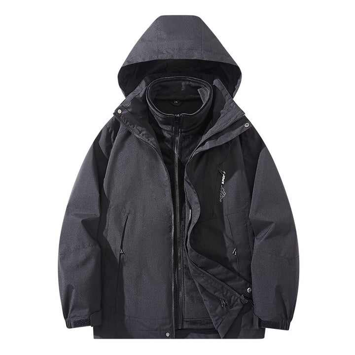 Herren Wasserabweisende zweilagige Trekkingjacke mit abnehmbarer Fleece-Innenjacke und Kapuze Echo Archiv