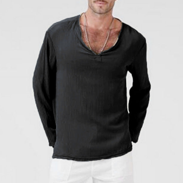 Herren Langarmshirt mit v-ferner Ausschnitt und lässigem Schnitt Echoarchiv