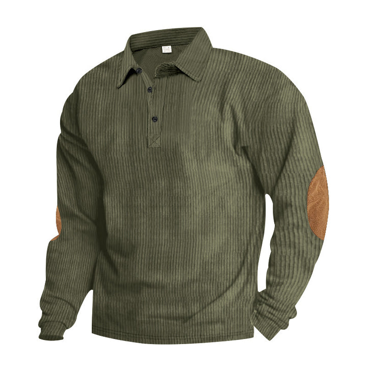Herren Langarm Hemd mit strukturiertem Design und Leder-Details Echoarchiv