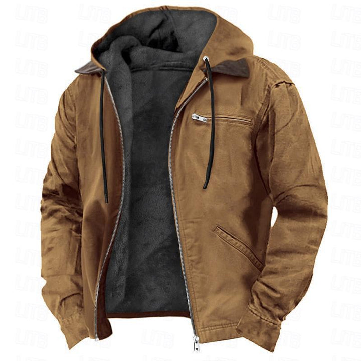 Herren Gefütterte Fieldjacke mit Kapuze und Sherpa-Futter – Taviero
