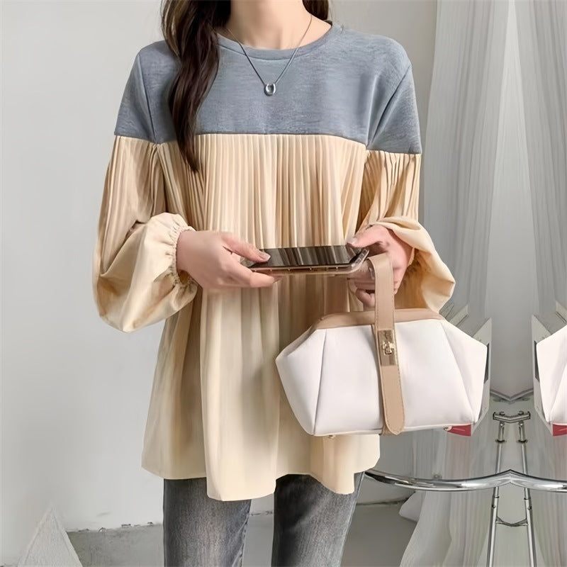 Damen Elegante Plissée-Tunika mit Volumenärmeln und geraffter Brustpartie Echoarchiv