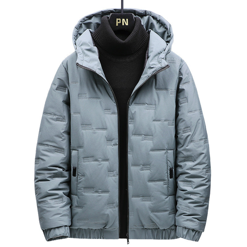 Herren Wattierte Kapuzenjacke mit geometrischer Steppung und winddichtem Saum – Marzano