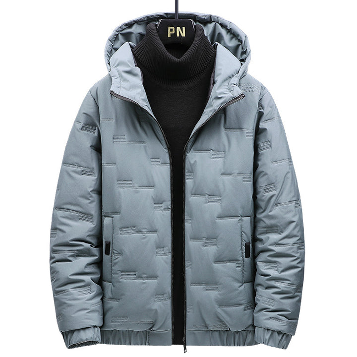 Herren Gefütterte Steppjacke mit Kapuze und geometrischer Steppung Echoarchiv