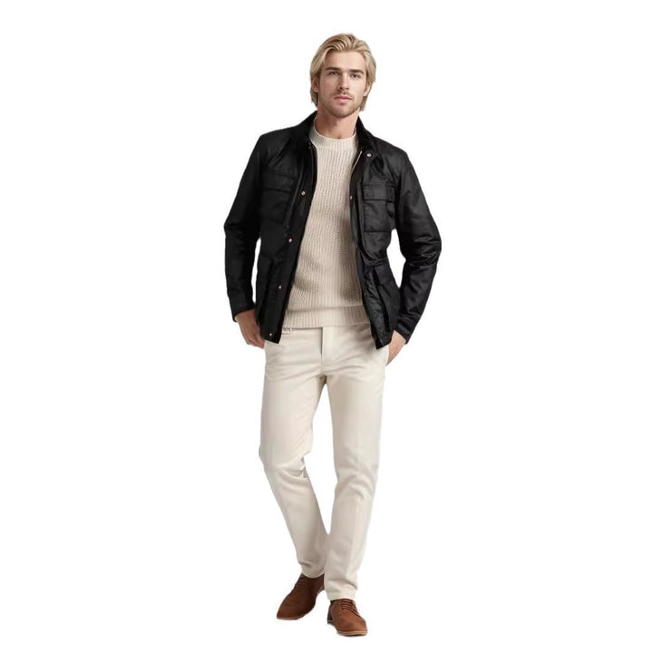 Herren modische Utility-Jacke mit mehreren praktischen Taschen und Kunstfellkragen Echoarchiv