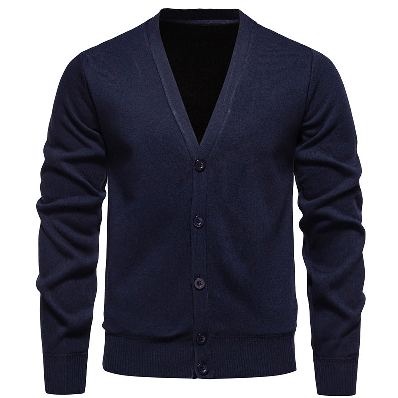 Herren nan leichte Feinstrick-Strickjacke mit V-Ausschnitt, verdeckter Knopfleiste und elastischem Rippbündchen Echo Archiv
