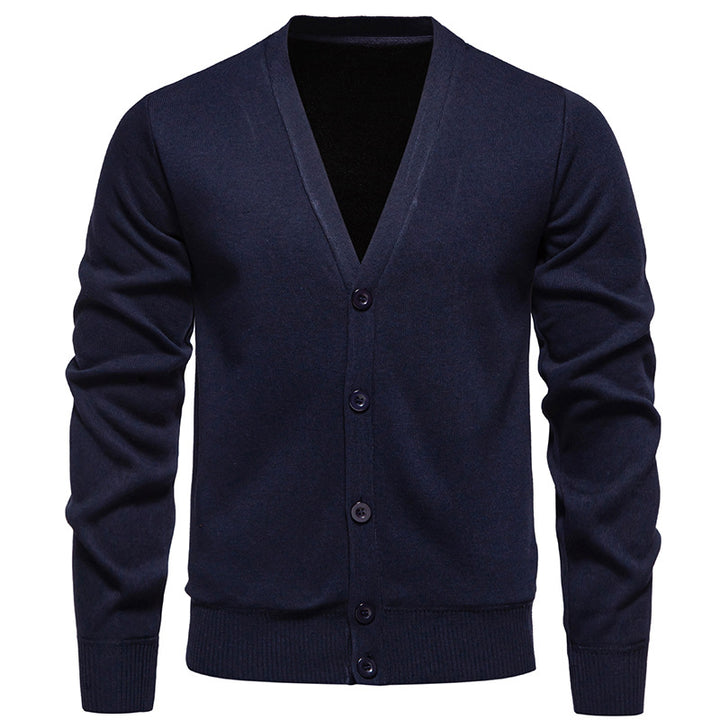 Herren nan leichte Feinstrick-Strickjacke mit V-Ausschnitt, verdeckter Knopfleiste und elastischem Rippbündchen Echo Archiv