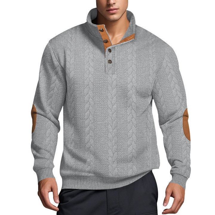Herren Strickpullover mit hohem Kragen und strukturiertem Muster Echoarchiv