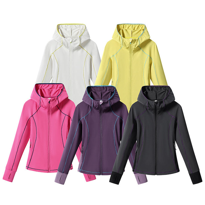 Damen Leichte Softshell-Kapuzenjacke mit ergonomischen Kontrastnähten und Daumenloch Echoarchiv