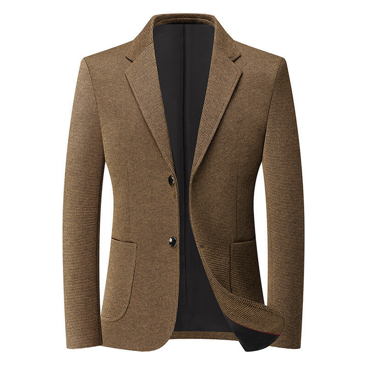 Herren Slim-Fit Blazer im feinen Struktur-Tweed mit aufgesetzten Pattentaschen – Tianoro