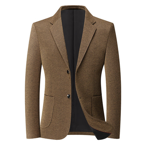 Herren Slim-Fit Blazer im feinen Struktur-Tweed mit aufgesetzten Pattentaschen – Tianoro