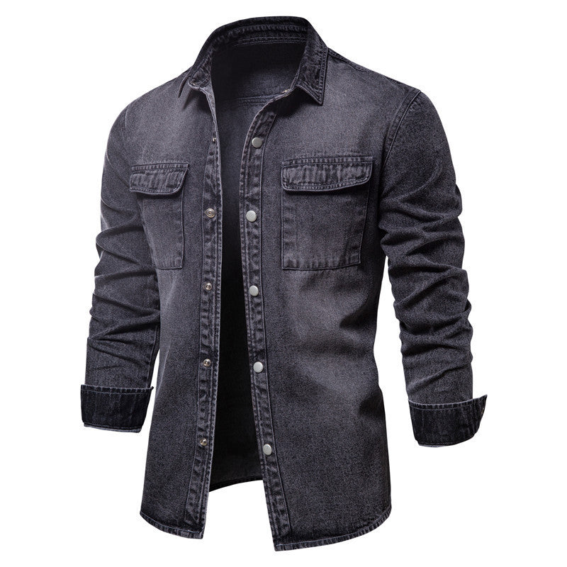 Herren nan lässiges Jeans-Overshirt mit Druckknopfleiste, aufgesetzten Brusttaschen und klassischem Hemdkragen Echo Archiv