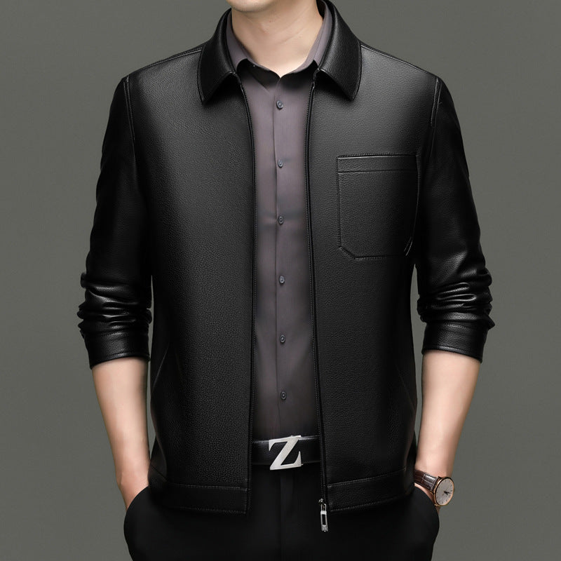Herren Kunstlederjacke mit modernem Schnitt und praktischen Taschen Echoarchiv