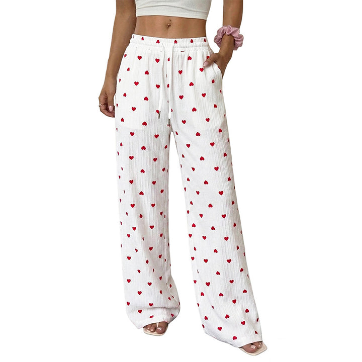Damen Lässige Weite Hose mit Herzmuster Echo Archiv