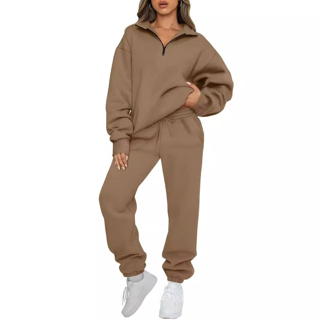 Damen nan lässiges Halbzip-Lounge-Set mit oversized Sweatshirt und taillenhoher Jogginghose Echo Archiv