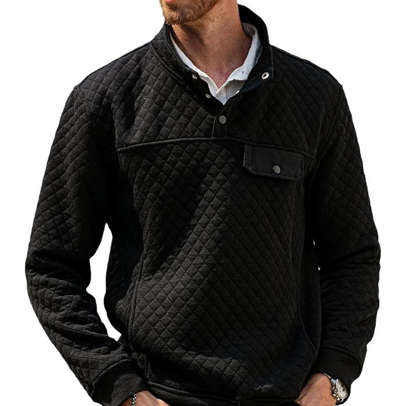 Herren Stepp-Sweatshirt mit Stehkragen, Halbreißverschluss und Brusttasche – Norvane