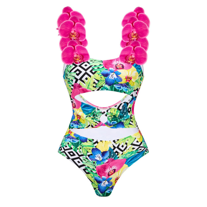 Damen Blumenmuster Badeanzug und Rock Set Echo Archiv