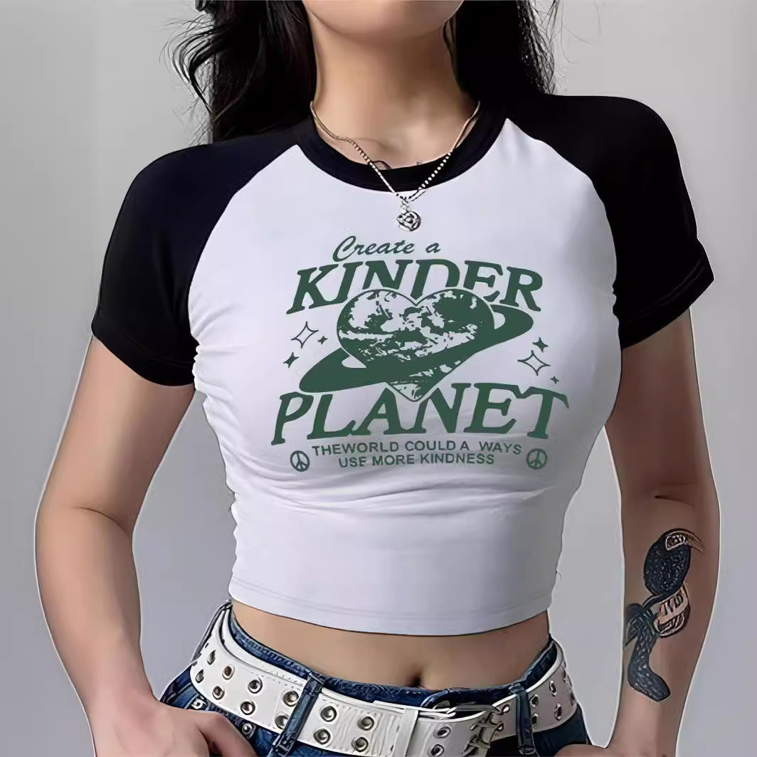 Damen Crop-Top mit motivierendem Schriftzug und lässigem Schnitt Echo Archiv
