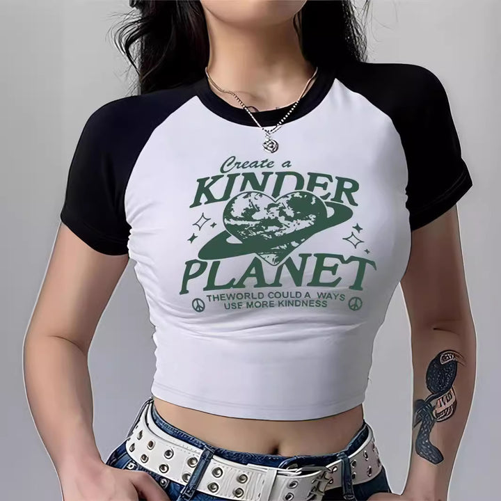 Damen Crop-Top mit motivierendem Schriftzug und lässigem Schnitt Echo Archiv