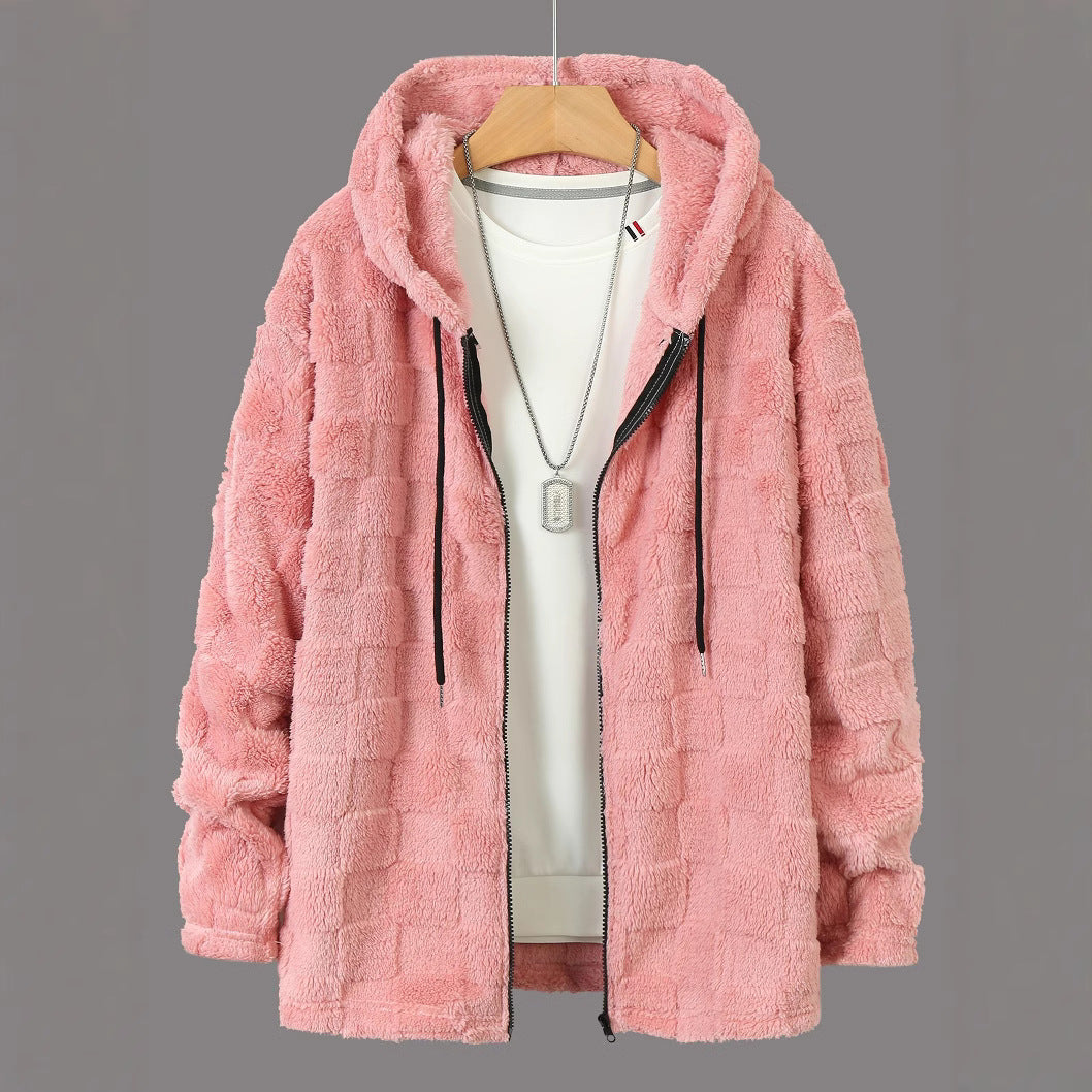 Herren Kuschelige Fleecejacke mit Kapuze und Taschen Echoarchiv