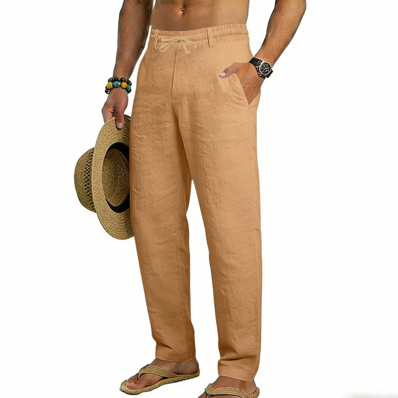 Herren nan luftige Leinen-Relaxhose mit elastischem Komfortbund und geradem Bein Echo Archiv