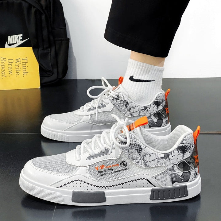 Unisex modischer Low-Top Sneaker mit atmungsaktivem Mesh gedämpfter EVA-Sohle und grafischem Comic-Print – Norré