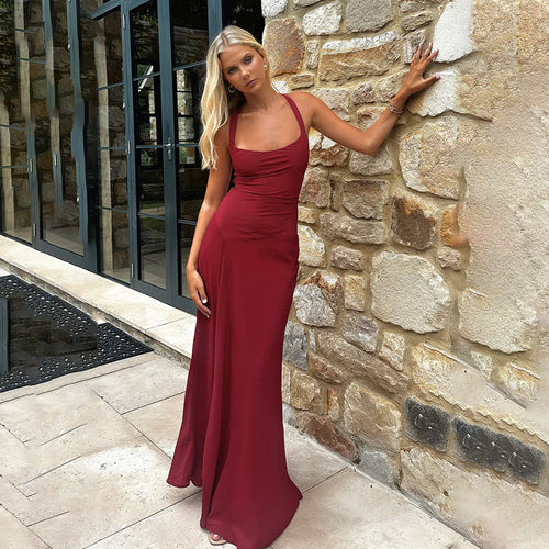 Damen elegantes Maxikleid mit verführerischem Ausschnitt und fließendem Rock Echo Archiv