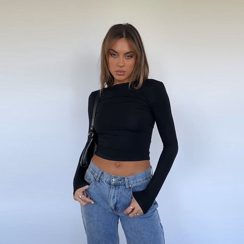 Damen elegantes Crop-Top mit asymmetrischer Raffung Echo Archiv