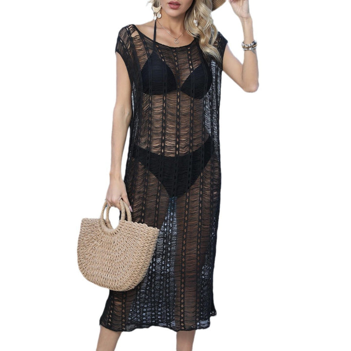 Damen transparenter Häkelstrandüberwurf mit fransigen Details Echo Archiv