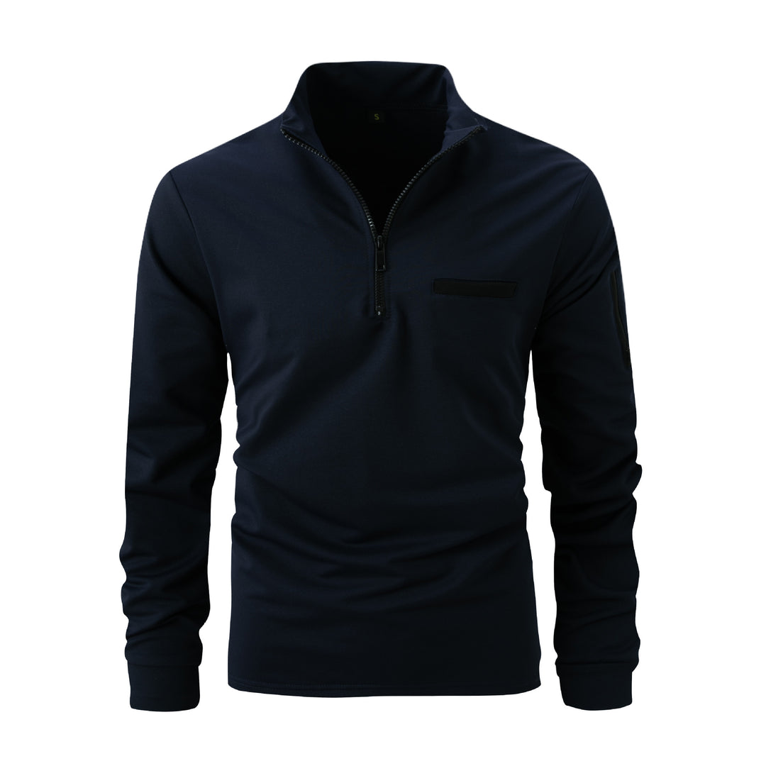 Herren Sportliches Langarmshirt mit Halbreißverschluss und Funktionstasche Echoarchiv