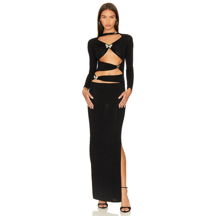 Damen Cut-Out Maxikleid mit Raffinierten Verzierungen Echo Archiv
