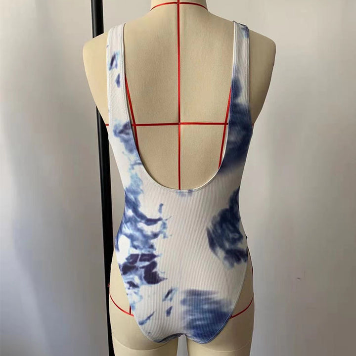 Damen Hochgeschnittener Badeanzug mit trendigem Tie-Dye-Design Echo Archiv