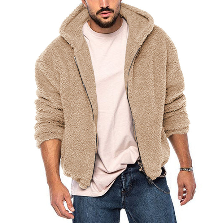 Herren kuschelige Fleecejacke mit Kapuze und praktischen Taschen Echoarchiv