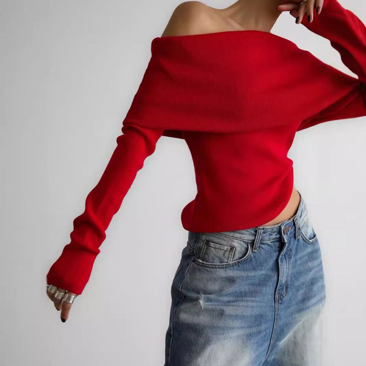 Damen Off-Shoulder Strickoberteil mit elegantem Schnitt Echoarchiv