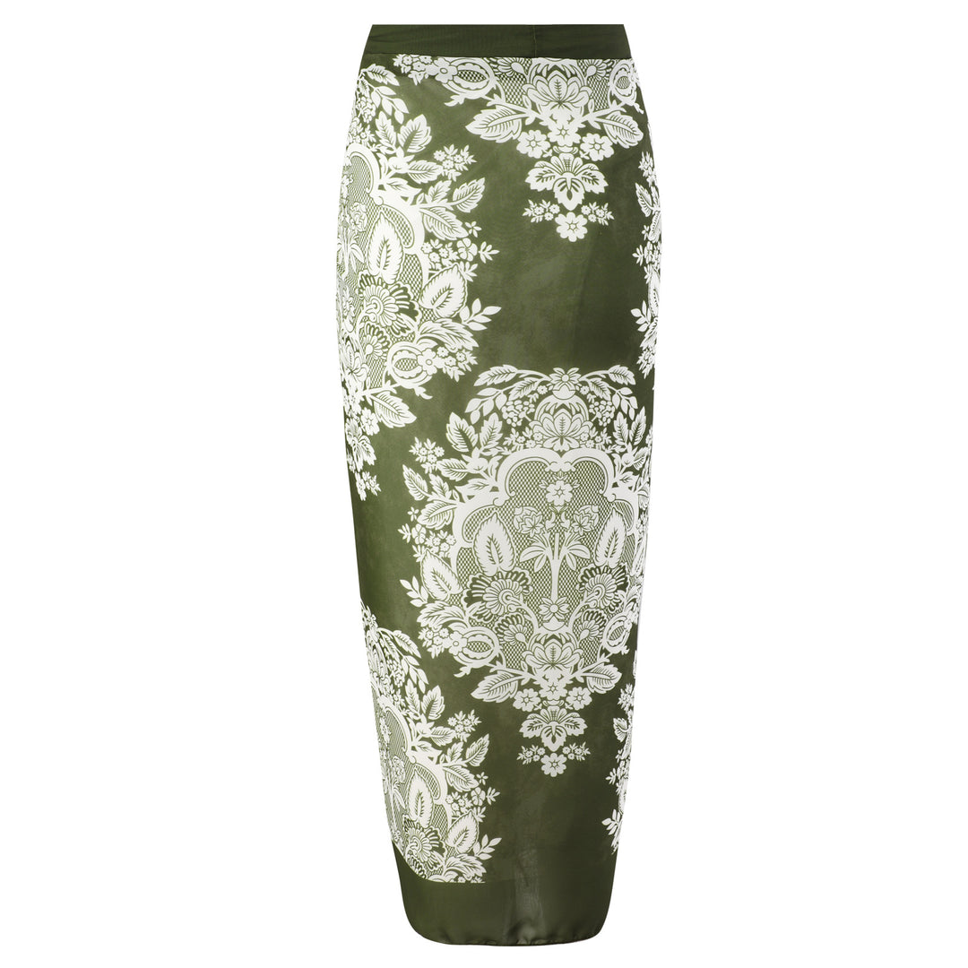 Damen Badeanzug mit modischem Wickelrock und floralem Design Echo Archiv