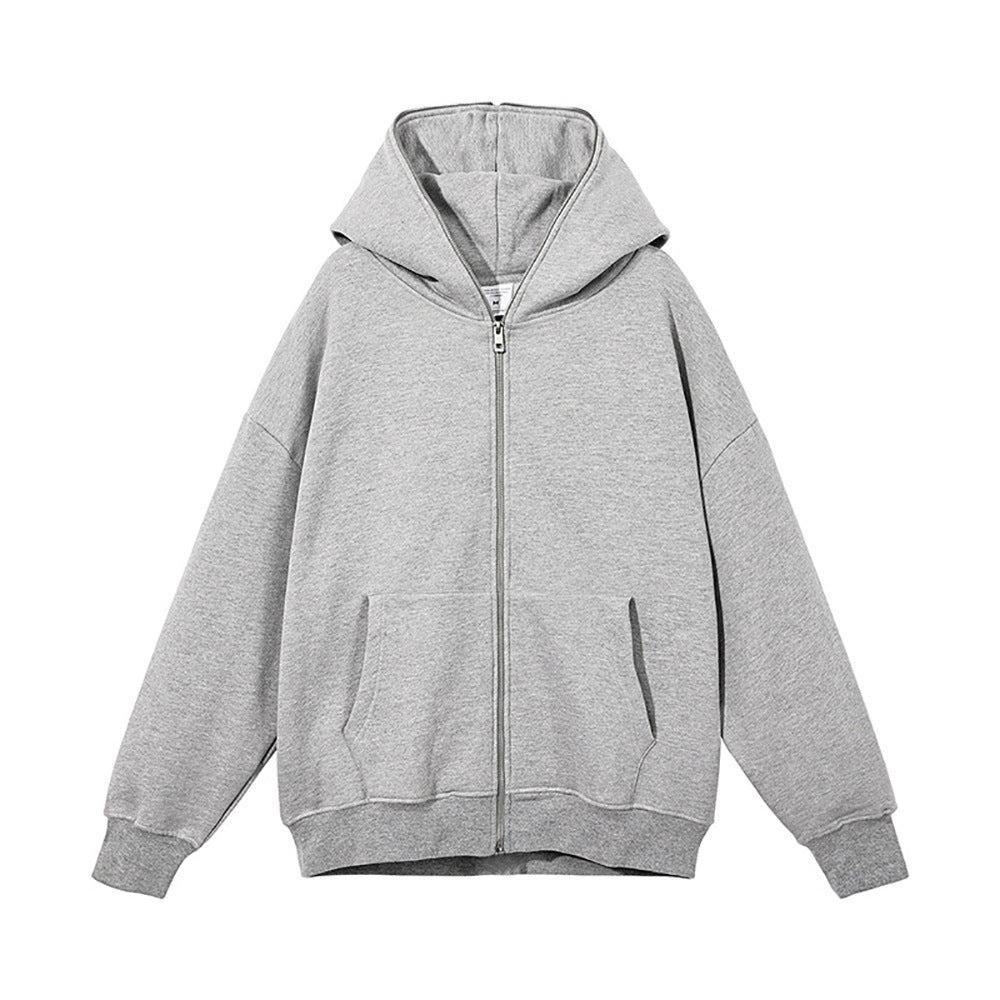 Unisex Kapuzenjacke mit durchgehendem Reißverschluss, doppellagiger Kapuze und Kängurutaschen – Auréline