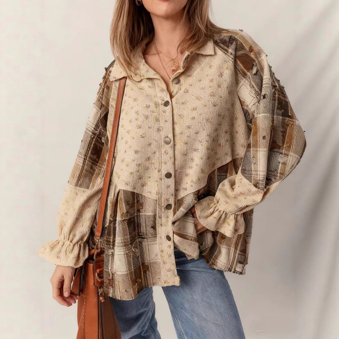 Damen Lässige und elegante Puffärmel Bluse Echo Archiv