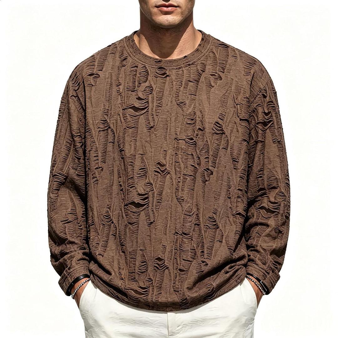 Herren Oversize-Sweatshirt mit ausgefranstem Look und strukturierter Rippoptik Echo Archiv