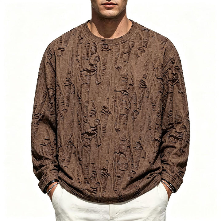 Herren Oversize-Sweatshirt mit ausgefranstem Look und strukturierter Rippoptik Echo Archiv