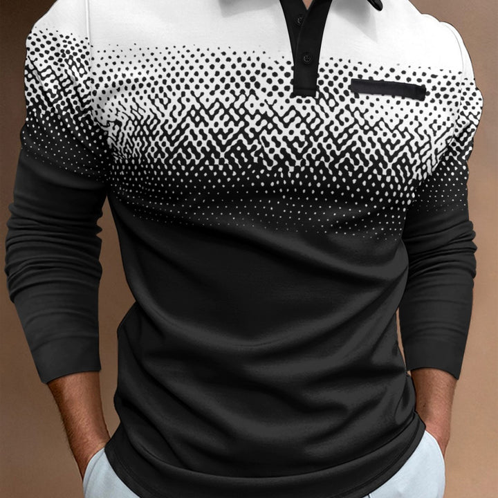 Herren Poloshirt mit modernem Farbverlauf und stylischen Kontrastdetails Echoarchiv