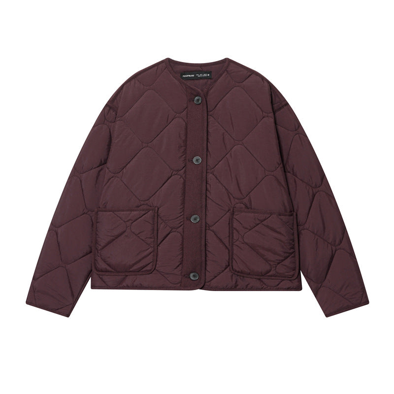 Damen Gesteppte Oversize‑Steppjacke mit Rundhalsausschnitt, aufgesetzten Taschen und Knopfleiste Echo Archiv