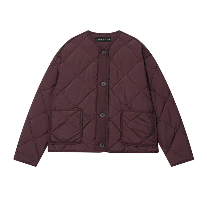 Damen Gesteppte Oversize‑Steppjacke mit Rundhalsausschnitt, aufgesetzten Taschen und Knopfleiste Echo Archiv