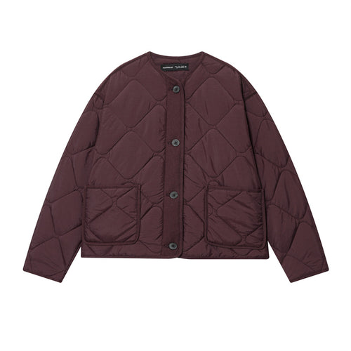 Damen Gesteppte Oversize‑Steppjacke mit Rundhalsausschnitt, aufgesetzten Taschen und Knopfleiste Echo Archiv