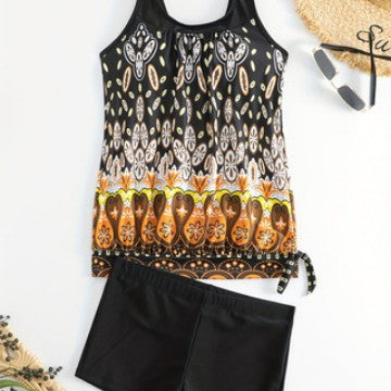 Damen Tankini-Set mit buntem Muster und bequemen Badeshorts Echo Archiv
