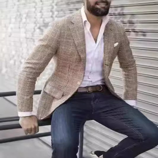 Herren eleganter Leinenblazer mit schmalem Schnitt Echoarchiv
