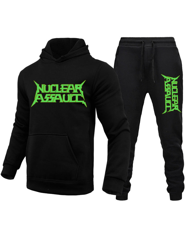 Herren Kapuzenpullover und Jogginghose Set mit auffälligem Frontdruck Echoarchiv